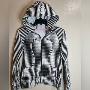 Lululemon Scuba Hoodie striped black white full zip women’s 4 (S)